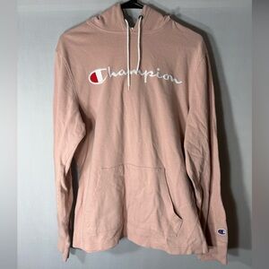 Champion Light Pink Script Logo Pullover Hoodie